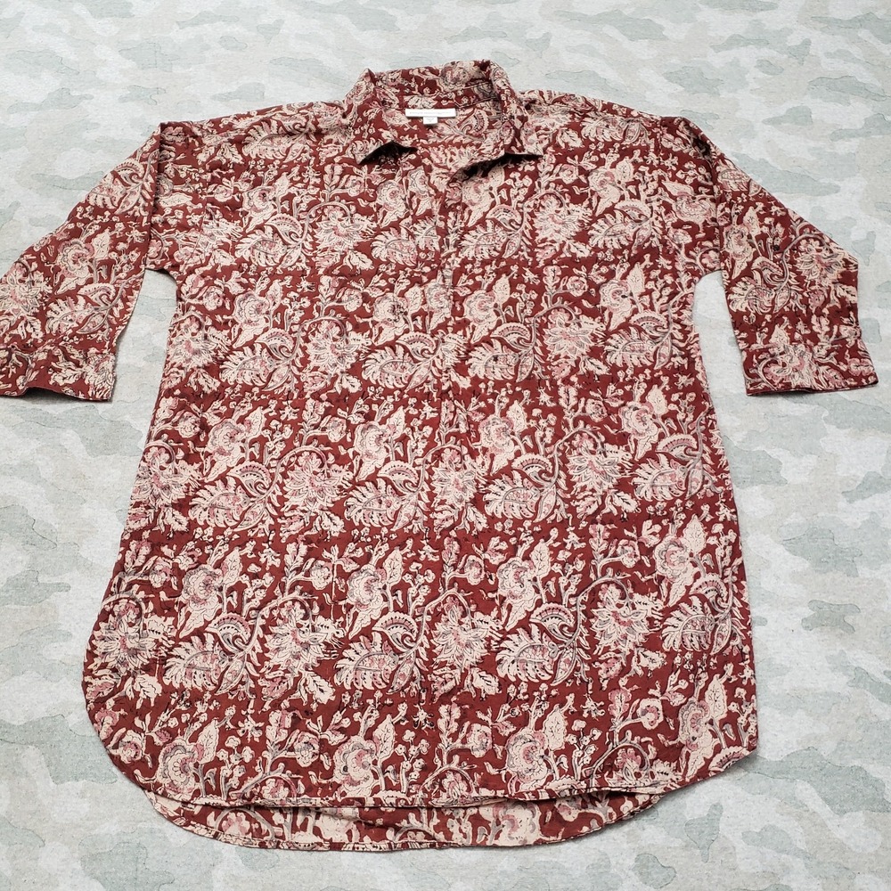 Pure‎ Jill Top Womens Medium Brown Half Sleeve Tunic